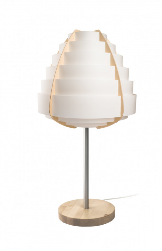 Lampa decorativa din polipropilena/lemn Soleil alba, un bec