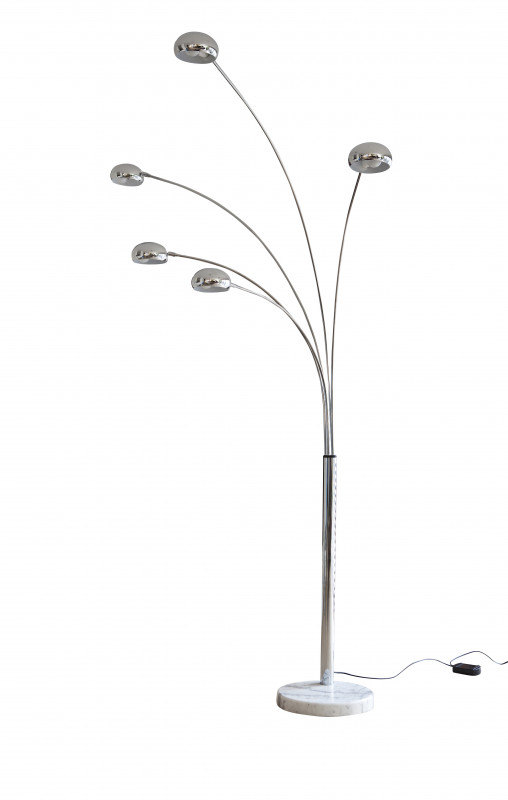 Lampadar din metal/marmura 205 cm argintiu, 5 becuri