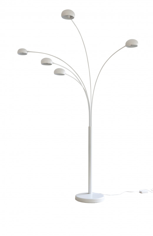 Lampadar din metal/marmura 220 cm alb, 5 becuri