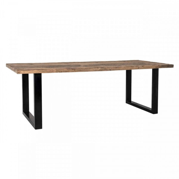 Masa dreptunghiulara cu blat din lemn de tec reciclat Raffles 78 x 200 x 100 cm maro/negru