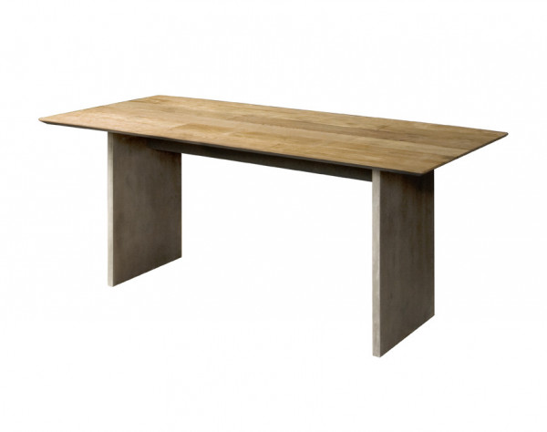 Masa dreptunghiulara din lemn de tec reciclat 240x100x76 cm maro/gri