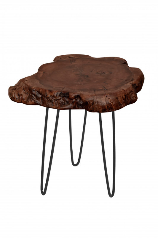 Masuta de cafea cu forma neregulata din lemn Woody 30x30x40 cm maro inchis