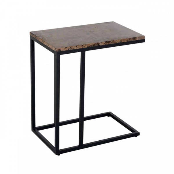 Masuta de cafea dreptunghiulara din marmura si metal 60x55x35 cm maro