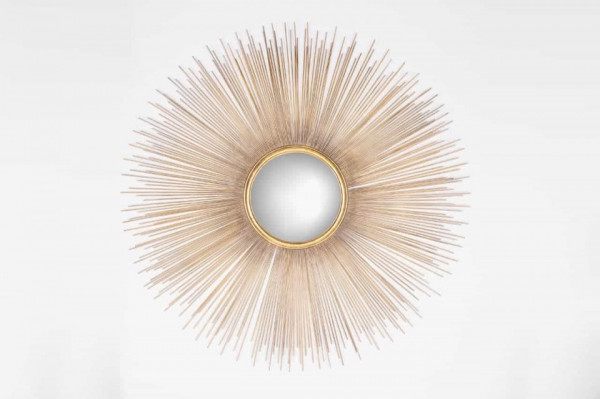 Oglinda rotunda cu rama din fier aurie Cass, 90 x 90 x 2 cm