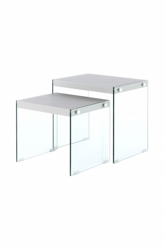 Set 2 masute de cafea dreptunghiulare din sticla Elementary 46x32x43 cm argintii