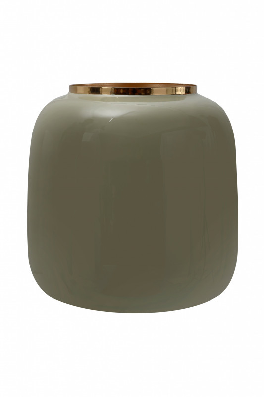 Vaza din fier Art Deco, verde / auriu