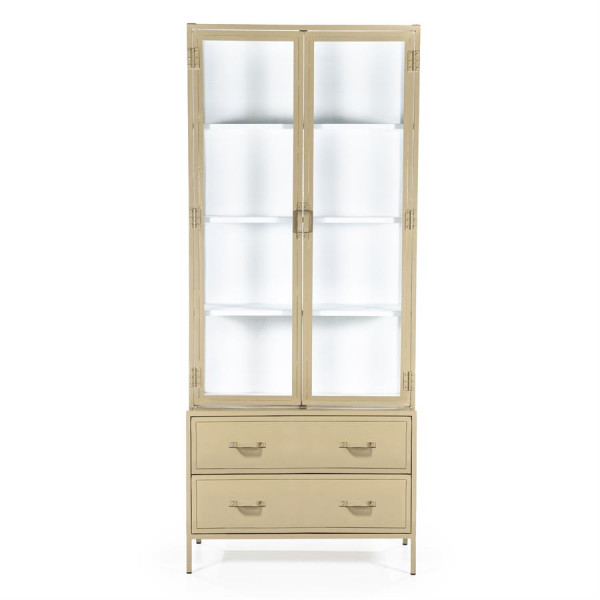 Vitrina din metal si sticla cu 2 usi 93x47 cm bej