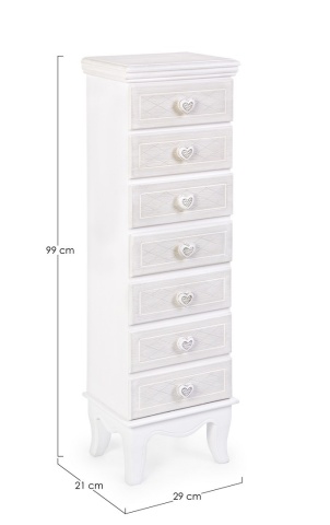 Comodă clasică Charlene, cu 7 sertare, din MDF, finisaj vopsit, 29x21x99 cm - Img 2