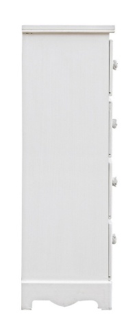 Comodă cu 4 sertare, finisaj alb mat cu efect albit, 31,5x26x80 cm - Img 4