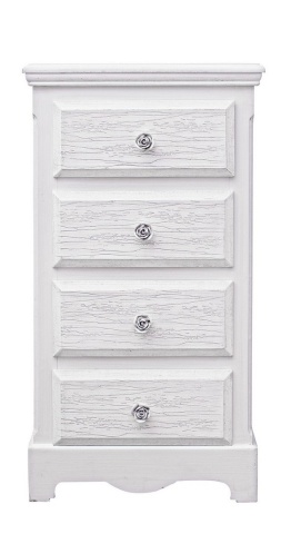 Comodă cu 4 sertare, finisaj alb mat cu efect albit, 40x30x76 cm - Img 3