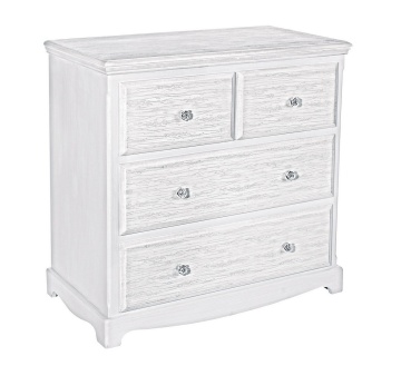 Comodă cu 4 sertare, finisaj alb mat cu efect albit, 80x40x80 cm - Img 1
