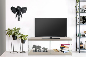 Comoda TV din sticla temperata Elementary aurie 120 cm - Img 4