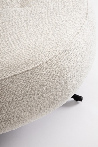 Fotoliu pivotant 360º, tapițat cu poliester efect chenille cu model punctat, picioare din oțel, ecru, 80 x 93.5 x 96.5 cm - Img 7