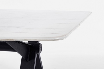 Masă dining Paloma, 6 persoane, blat sticlă securizată efect marmură, picioare metalice, 160x90 cm - Img 4