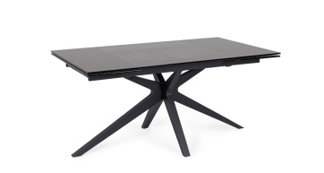 Masă extensibilă dreptunghiulară, 8-10 persoane, blat din sticlă securizată modelată, picioare din oțel vopsit electrostatic, 160-240x90 cm - Img 2