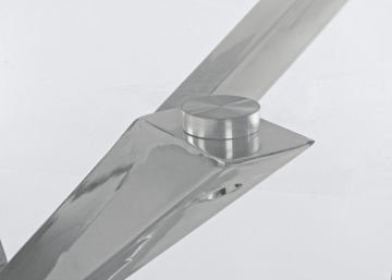 Picioare metalice cromate masa fixă May, dreptunghiulară, pentru 6 persoane, blat din sticlă securizată, 160x90 cm - Img 5