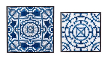 Set 2 măsuțe de cafea Neapolis, cu cadru metalic și blat imprimat, 36x36x47 cm și 42x42x55 cm - Img 5