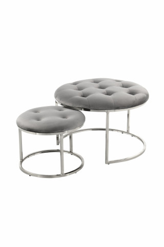 Set 2 tabureți tapițați Becky gri - Img 1