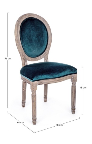Set de 2 scaune Mathilde, tapițate cu efect de catifea albastre - Img 2
