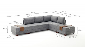 Coltar Fly pe dreapta gri, 3 locuri, extensibil cu 2 parti modulare - Img 6