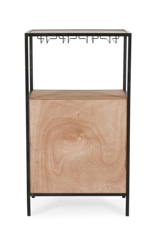 Dulap bar pentru 12 sticle Isaac, din MDF și oțel vopsit electrostatic, negru, 51x30x91 cm - Img 3