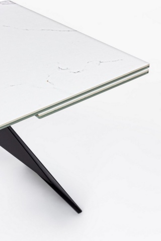 Masă dining extensibilă pentru 8 persoane, cu blat ceramic și picioare din oțel, 160-240x90x76 cm - Img 6