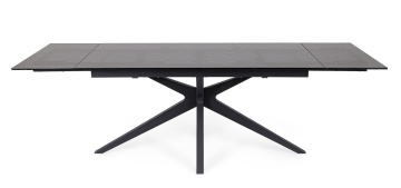 Masă extensibilă dreptunghiulară, 8-10 persoane, blat din sticlă securizată modelată, picioare din oțel vopsit electrostatic, 160-240x90 cm - Img 3