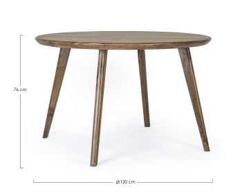 Masă rotundă Sylvester, 120 cm, pentru 6 persoane, din lemn de mango, 120 x 76 cm - Img 2