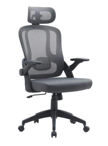 Scaun birou ergonomic, reglabil, cu spătar mesh, gri - Img 1