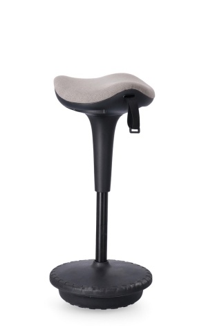 Scaun de bar reglabil pe înălțime, tapițat cu poliester, bej, diametru 34 cm - Img 1