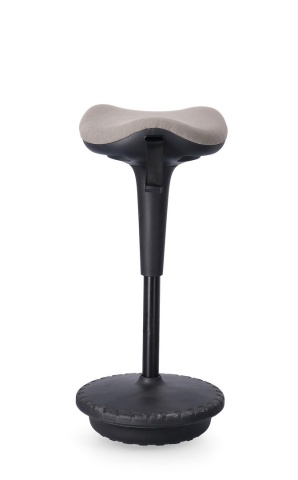 Scaun de bar reglabil pe înălțime, tapițat cu poliester, bej, diametru 34 cm - Img 2