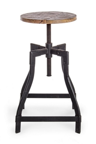 Scaun tip bar Revolve, rotativ și reglabil pe înălțime, din metal și lemn de mango, diametru 35 cm, h 48-70 cm - Img 3