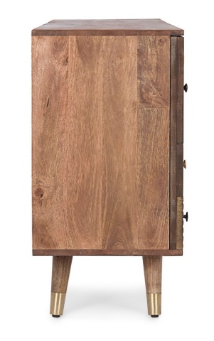 Servanta Dhaval, 2 uși și 4 sertare, lemn mango și salcâm reciclat, aplicații metal, 150x40x78 cm - Img 5