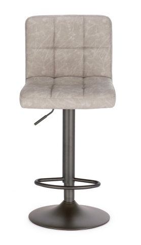 Set de 2 scaune de bar Greyson, reglabile pe înălțime, cu șezut din piele ecologică gri deschis și bază metalică gri mat, 42x51x63.5-84.5 cm - Img 3