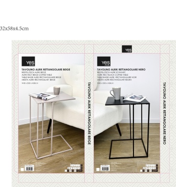 Set de 4 măsuțe laterale Alrik, rectangulare, din oțel vopsit electrostatic, negru, 40x30x58 cm - Img 5