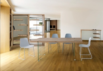 Birou Bilbao, cu 2 rafturi și elemente din sticlă, aspect lemnos, 120 x 50 x 76 cm - Img 7