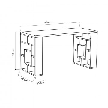 Birou din pal melaminat Labirint alb 140 cm - Img 3