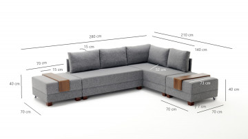 Coltar Fly pe dreapta crem, 3 locuri, extensibil cu 2 parti modulare - Img 8