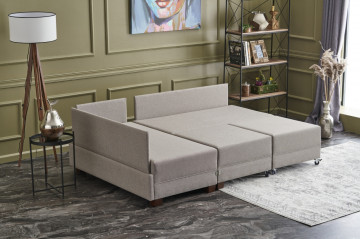 Coltar Fly pe stanga crem, 3 locuri, extensibil cu 2 parti modulare - Img 3