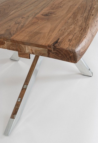 Masă dining extensibilă Arkansas, 10 persoane, cu blat din lemn de acacia, 180-260x90 cm - Img 7