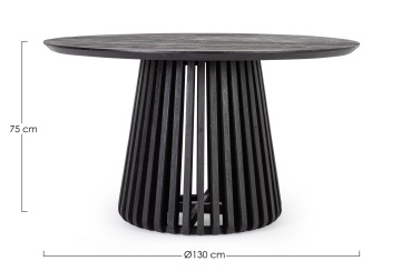 Masă rotundă, pentru 6 persoane, din lemn de mango, neagră, diametru 130 cm - Img 2