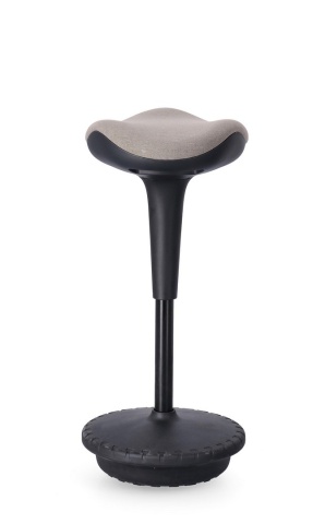 Scaun de bar reglabil pe înălțime, tapițat cu poliester, bej, diametru 34 cm - Img 3