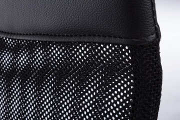 Scaun de birou Dakar, reglabil pe înălțime, cu brațe, din textil și mesh, cu bază metalică cromată, negru, 48x49x114-124 cm - Img 6