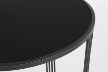 Set 2 măsuțe de cafea rotunde, cu blat din sticlă și cadru metalic, auriu/negru, diametru 42/50 cm - Img 3