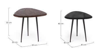 Set 2 Măsuțe de cafea rotunde Mayo, lemn de mango și oțel, diametru 50 cm și 40 cm - Img 2