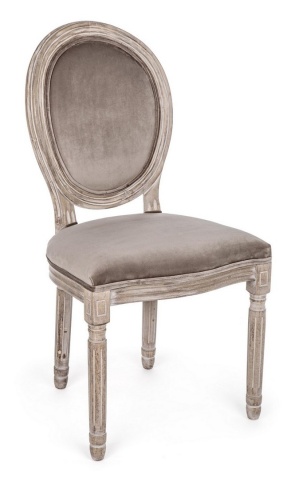 Set de 2 scaune Mathilde, tapițate cu efect de catifea, taupe - Img 1