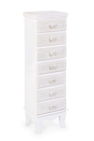 Comodă clasică Charlene, cu 7 sertare, din MDF, finisaj vopsit, 29x21x99 cm - Img 1