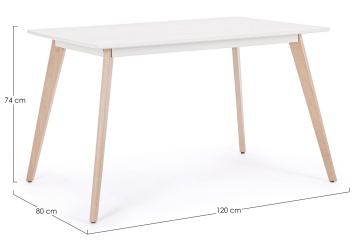 Masă dining Michelangelo pentru 6 persoane, fixă, cu blat din MDF mat și picioare din lemn de fag, 120x80 cm - Img 2