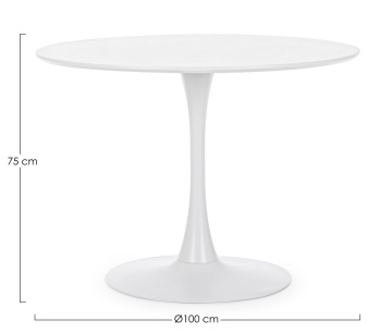 Masă dining rotundă Bloom, albă, pentru 4 persoane, diametru 100 cm - Img 2