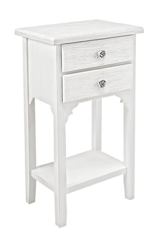 Noptiera Blanc cu 2 uși, din MDF, alb mat, efect albit, 37x26.5x69.5 cm - Img 1